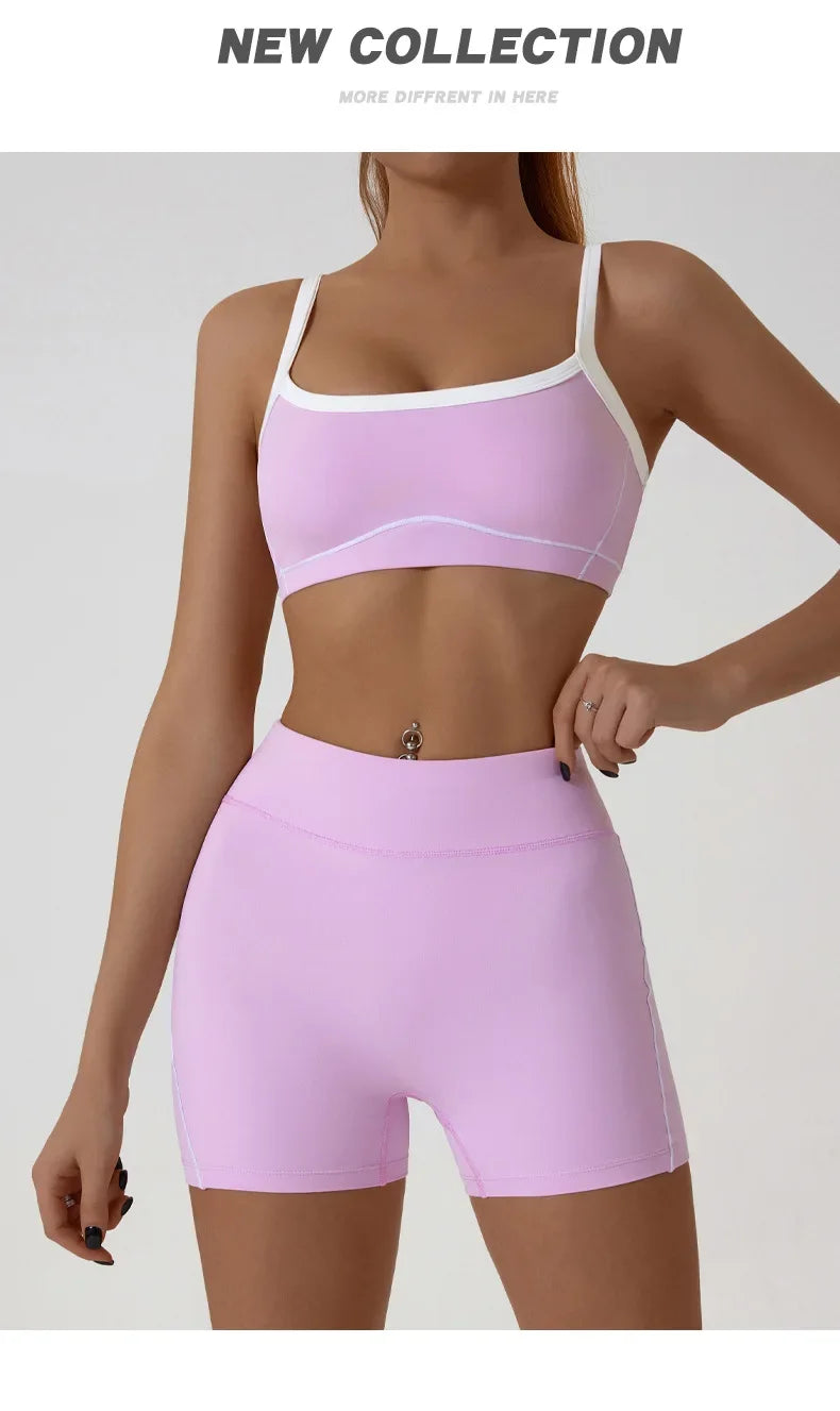Women Yoga Sports Bra Color Clashing Shock Absorbing Brassiere Full Cup Breathable Gym Tube Top Bra Yoga Workout Underwear
