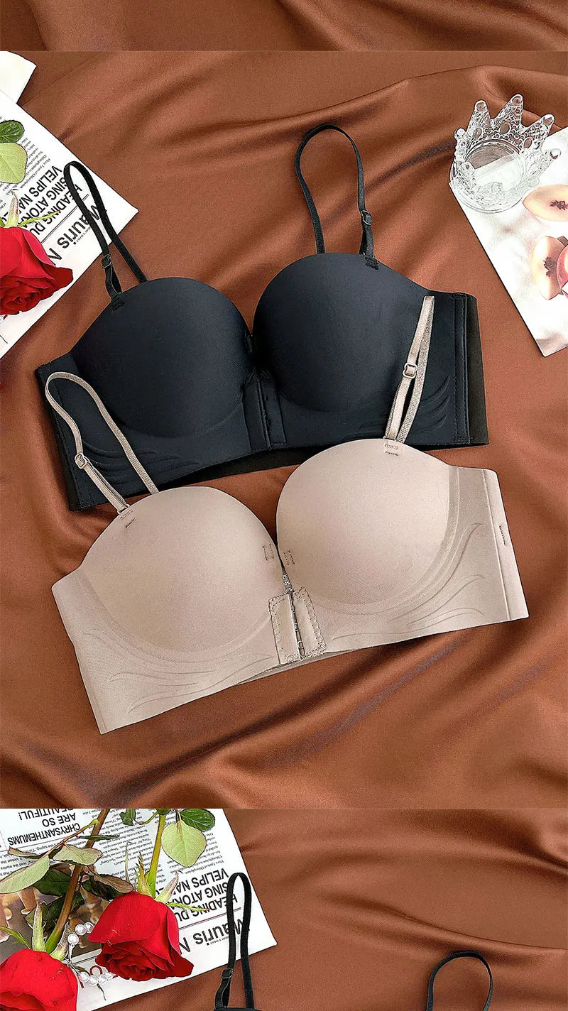 Seamless Front Closure Push-Up Bra – Wire-Free Plunge