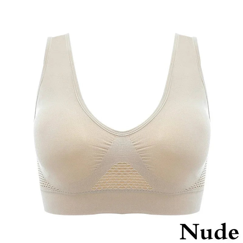 Breathable Sports Vest Bra – Sweat-Absorbent Shockproof Padded Gym Running Top