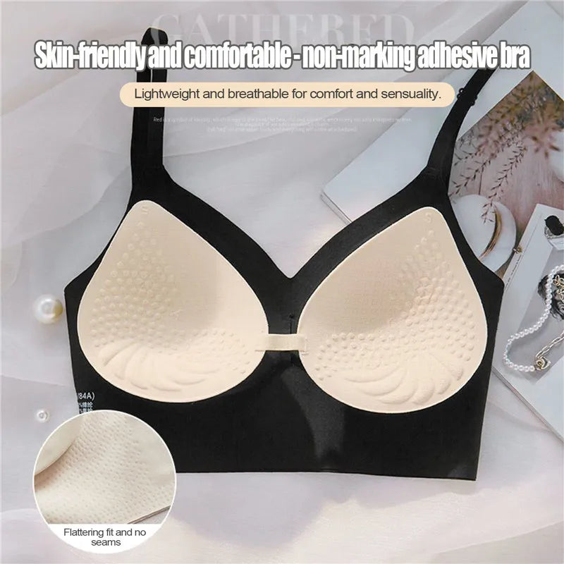 Seamless Deep U Plunge Bra – Backless Push-Up with Transparent Strap