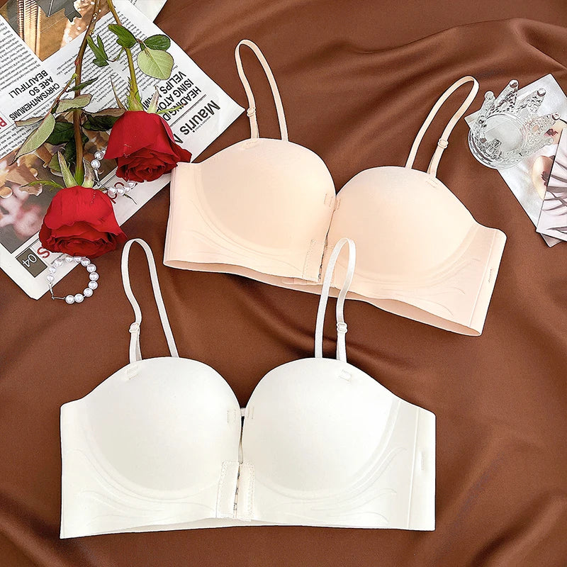 Seamless Front Closure Push-Up Bra – Wire-Free Plunge