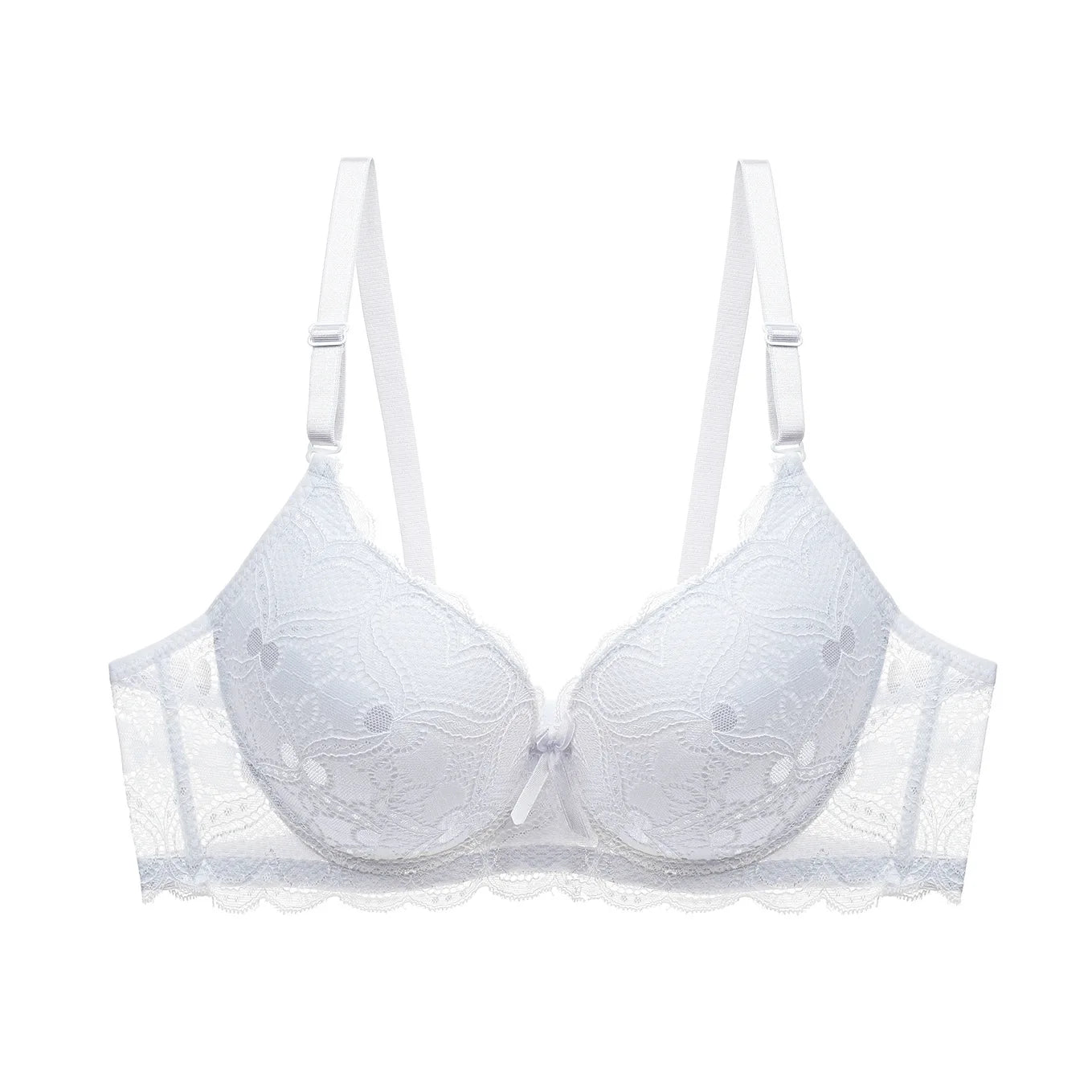 Thick Padded Push-Up Plunge Bra – Lace 3/4 Cup Underwire