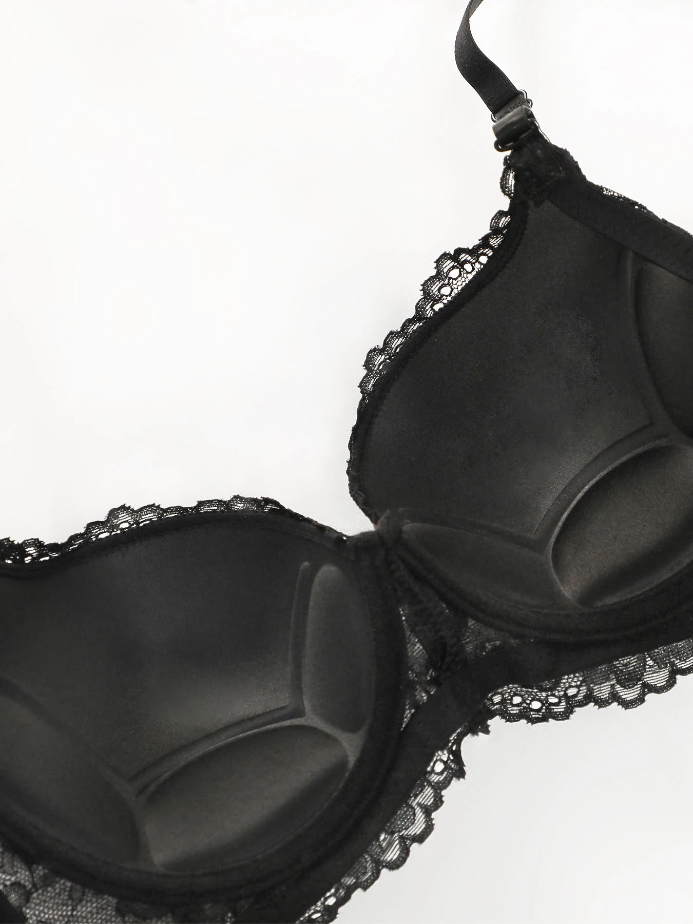 Sexy Black Lace Underwire Bra for Women Push Up Padded Demi Cup Comfortable Full Coverage Lingerie T-Shirt Bras  Daily Wear