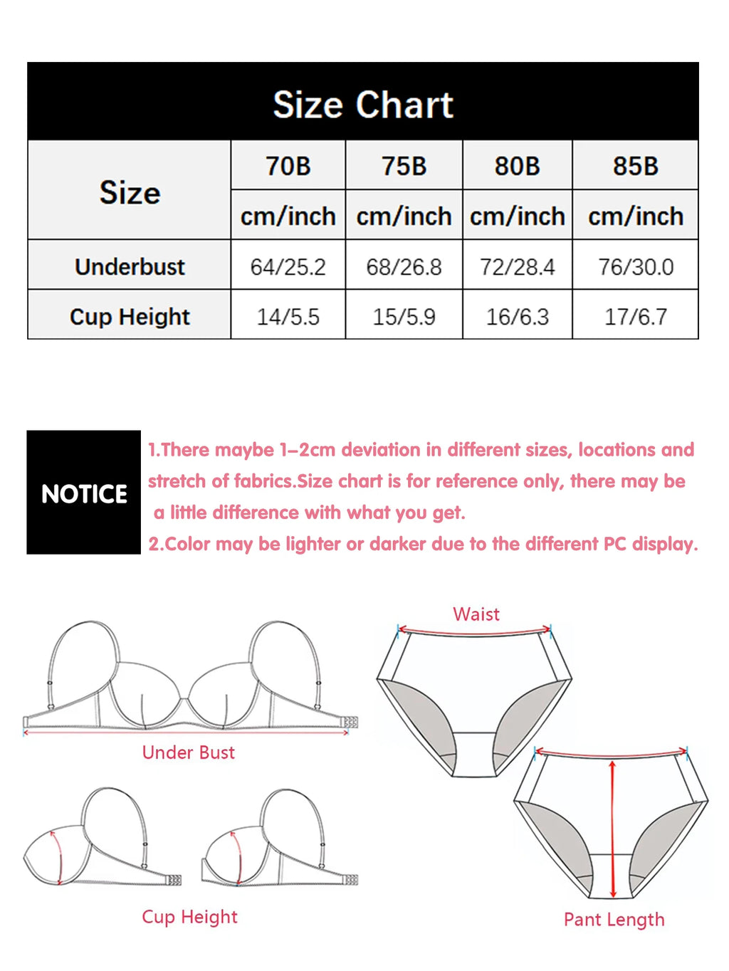 3-Pack Underwire Push-Up T-Shirt Bra – Full Coverage Padded Everyday 70B–85B