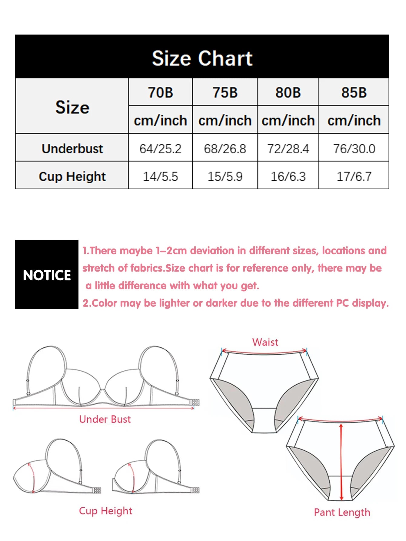 3-Pack Underwire Push-Up T-Shirt Bra – Full Coverage Padded Everyday 70B–85B