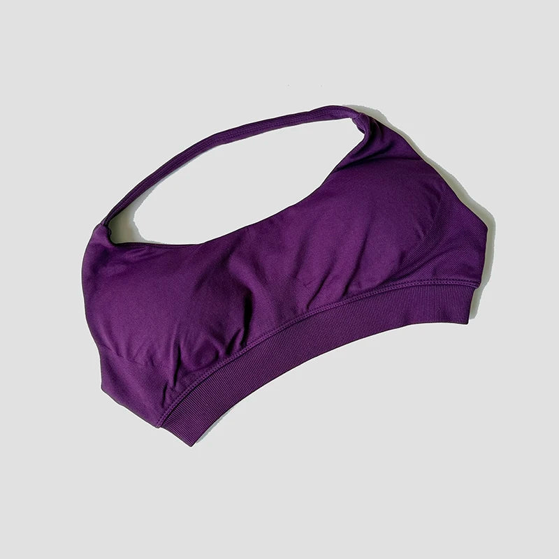 Seamless Halter Neck Strap Bra Sports Bra for Women Sexy Back Padded Yoga Top Bra Gym Crop Top