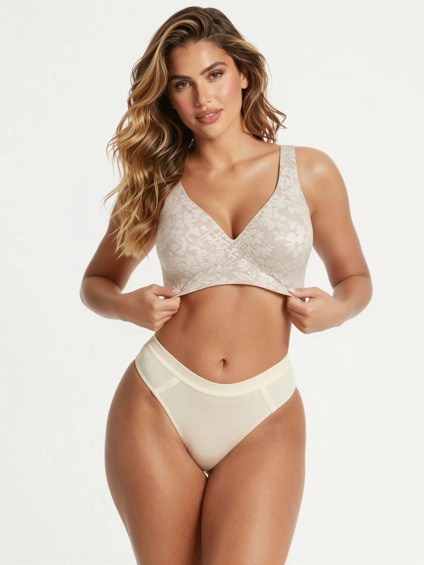Women's Wire-free Seamless Bra Soft Support Full Cup Thin Padded Bra Breathable and Comfortable Everyday Push Up Bra