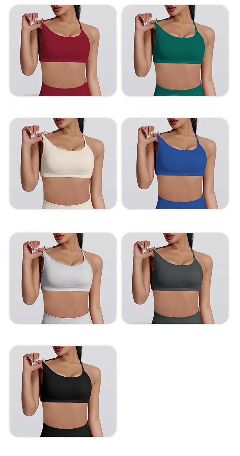 WAREBALL Backless Sports Bra Women Seamless Yoga Top Bra Padded Gym Crop Top Stretchy Breathable Fitness Sports Top