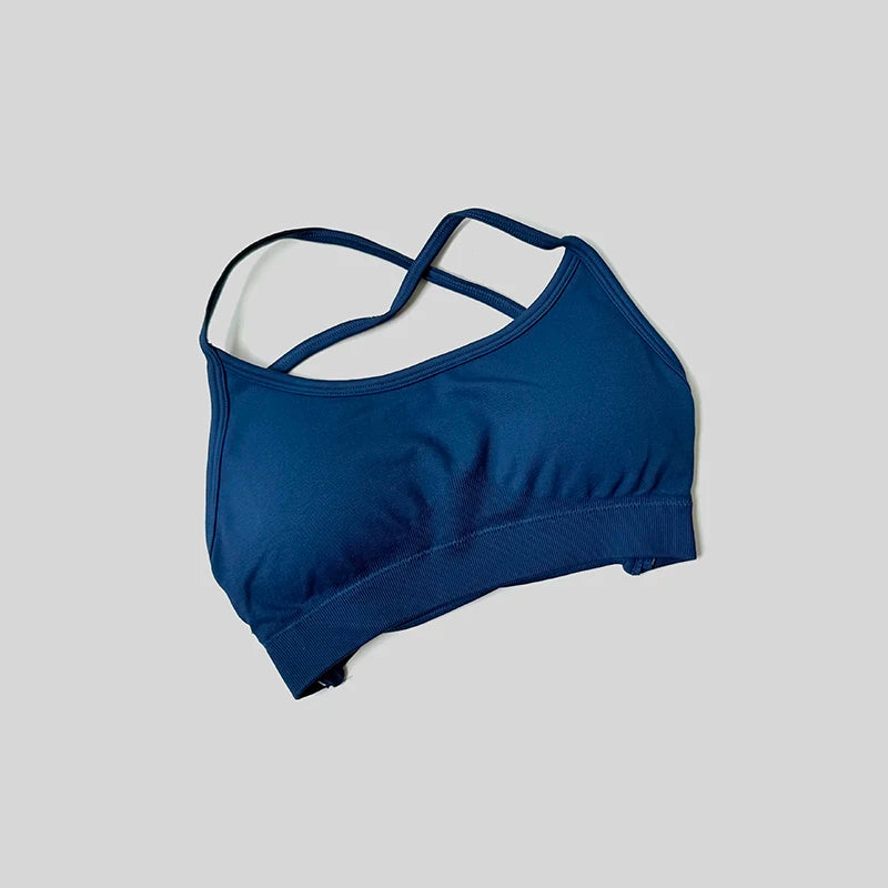 WAREBALL Backless Sports Bra Women Seamless Yoga Top Bra Padded Gym Crop Top Stretchy Breathable Fitness Sports Top