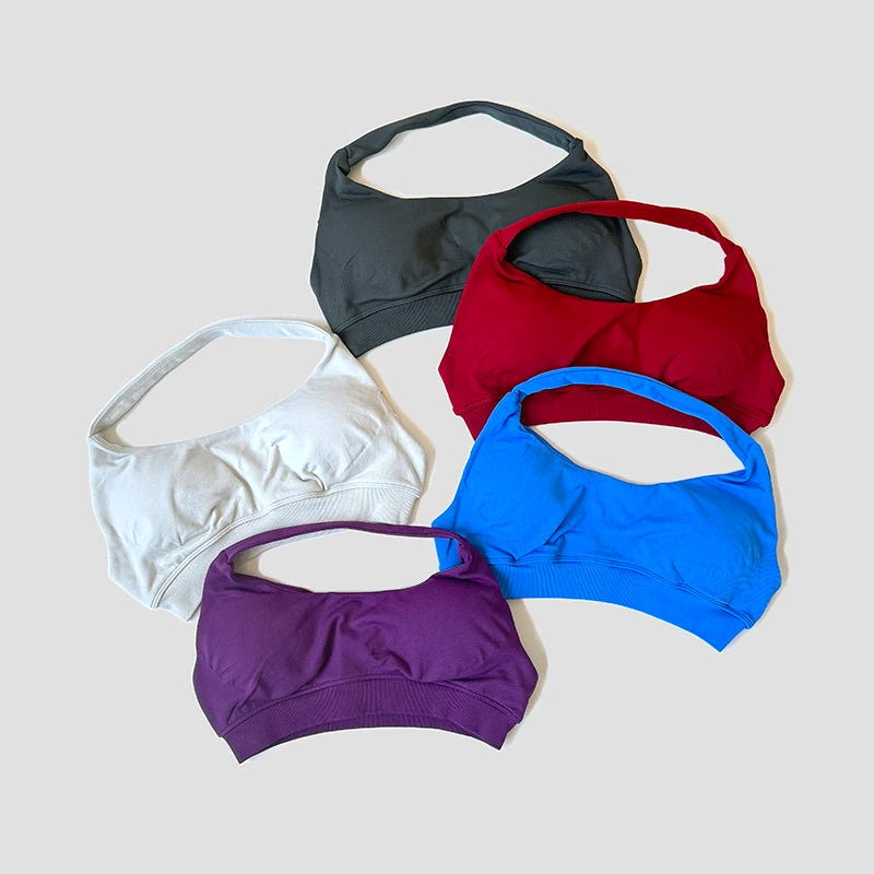 Seamless Halter Neck Strap Bra Sports Bra for Women Sexy Back Padded Yoga Top Bra Gym Crop Top