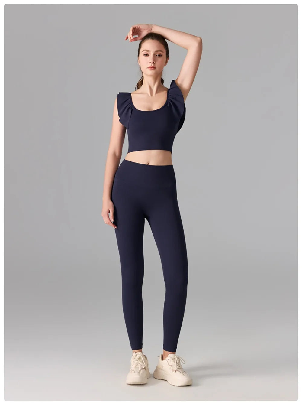 Women's Yoga Activewear Fixed-Cup Sports Bra Short Sleeve T-Shirt Lace Cami Top – Slimming Fitness Outfit for Gym, Pilates Yoga