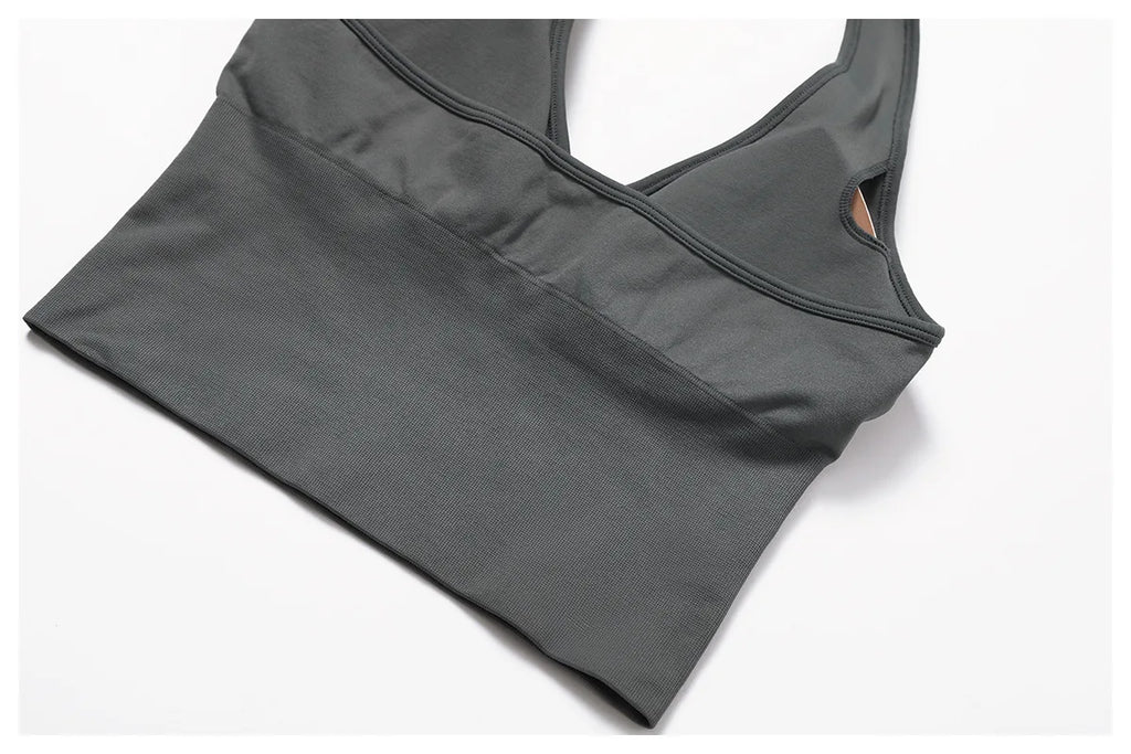 Hanging Neck Bra Women Sports Bra Top Push Up Fitness Seamless Yoga Bra Underwear Sport Tops Women Breathable Running Gym Vest