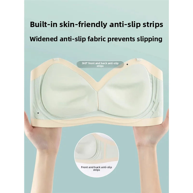 Wireless Anti-Slip Transparent Strap Bra for Women Underwear Wedding Dress Special Use Prevent Exposure Wrap Chest Summer