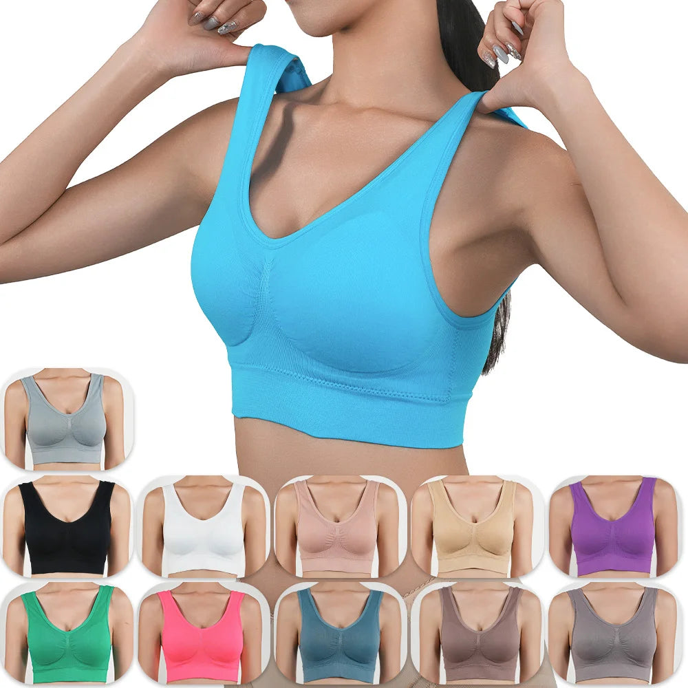 Womens Push Up Bras Running Gym Seamless Breathable Vest Top Removable Padded  Anti-sagging Uppe High Elasticity Sport Brassiere