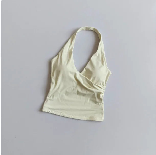 V-Neck Cross Halter Yoga Vest – Padded Sports Bra Beautiful Back