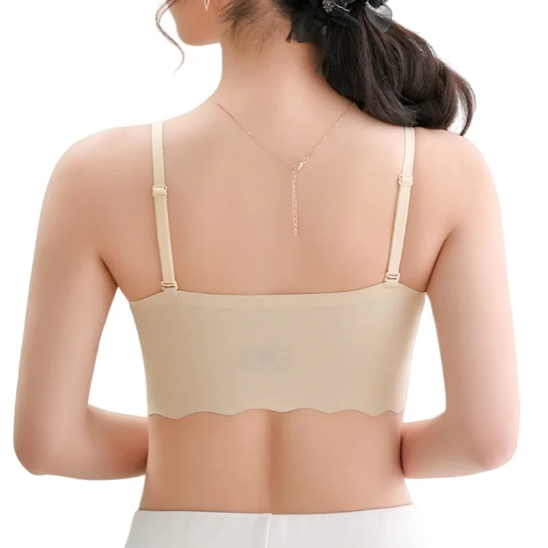Ice Silk Wave Hem Seamless Bra – Wire-Free Invisible T-Shirt Bralette S–XXL