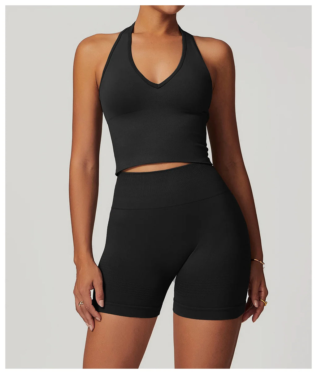 Hanging Neck Bra Women Sports Bra Top Push Up Fitness Seamless Yoga Bra Underwear Sport Tops Women Breathable Running Gym Vest