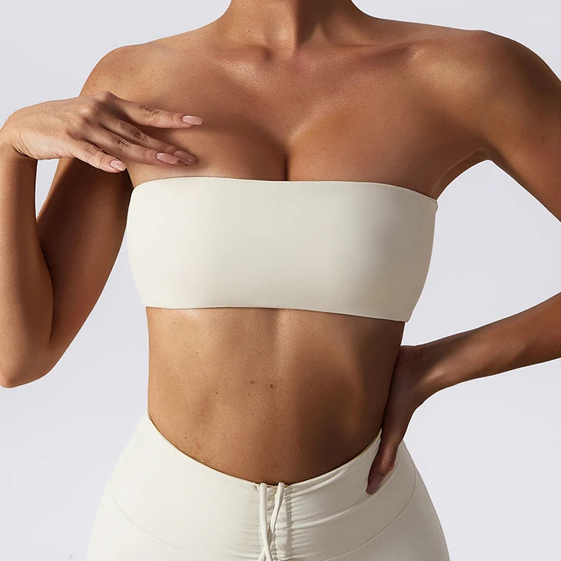 Strapless Sports Bra Tube Top – Quick-Dry Yoga Chest Wrap Workout S–XL