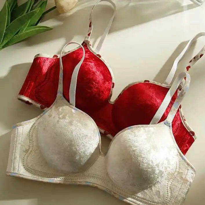Velvet Thickened Push-Up Bra – Wire-Free Seamless Lift Small Bust Autumn Winter