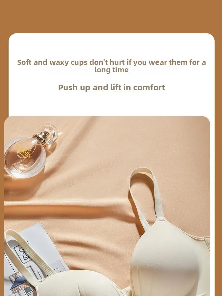 10 cm Extreme Push Up Bra Wireless Seamless T Shirt Bra for AA A Cup Ultra Thick Padded Anti Sagging Side Smoothing Gathers Lift