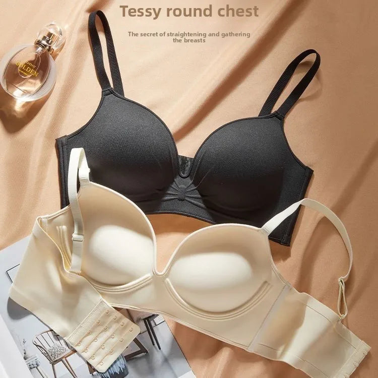 10 cm Extreme Push Up Bra Wireless Seamless T Shirt Bra for AA A Cup Ultra Thick Padded Anti Sagging Side Smoothing Gathers Lift