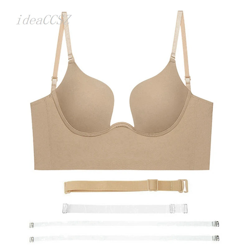 Invisible Deep U Plunge Bra – Backless Strapless (4 Styles)