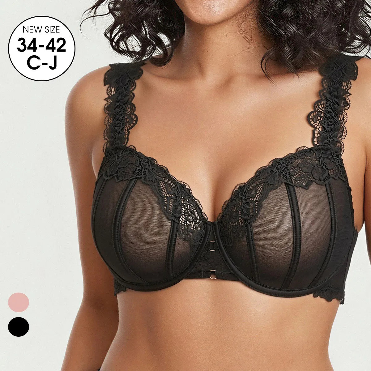 2026 Ultra Thin Mesh Bras Women  Underwire Full Cup Size Lace Bra  Unlined Minimizer  Plus-size Bra Women's Intimates