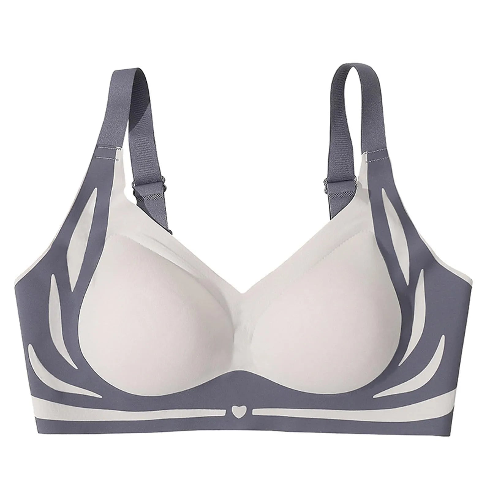 Adjustable V-Neck Wireless Push-Up Bra – Anti-Sagging Cotton Half Cup 34–44