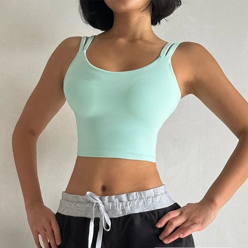 Cloud Hide Sweet Pink Sports Bra – Push-Up Yoga Crop Top Athletic Vest XS–XL