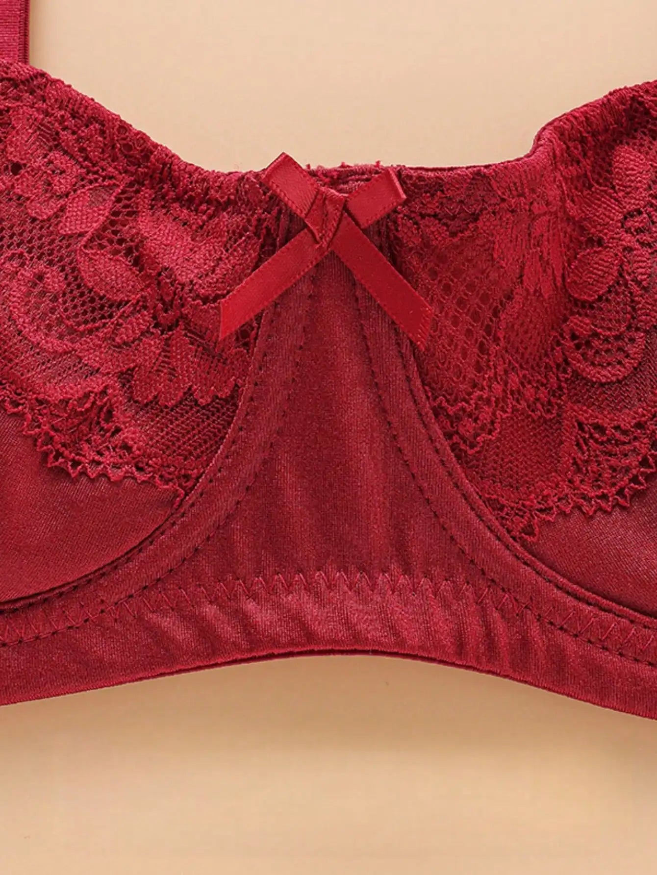 3PCS Women Balconette Lace Underwire Bra Set, Detachable Thin Strap Mini Front Bow Scalloped Edge Multi-Way Lingerie