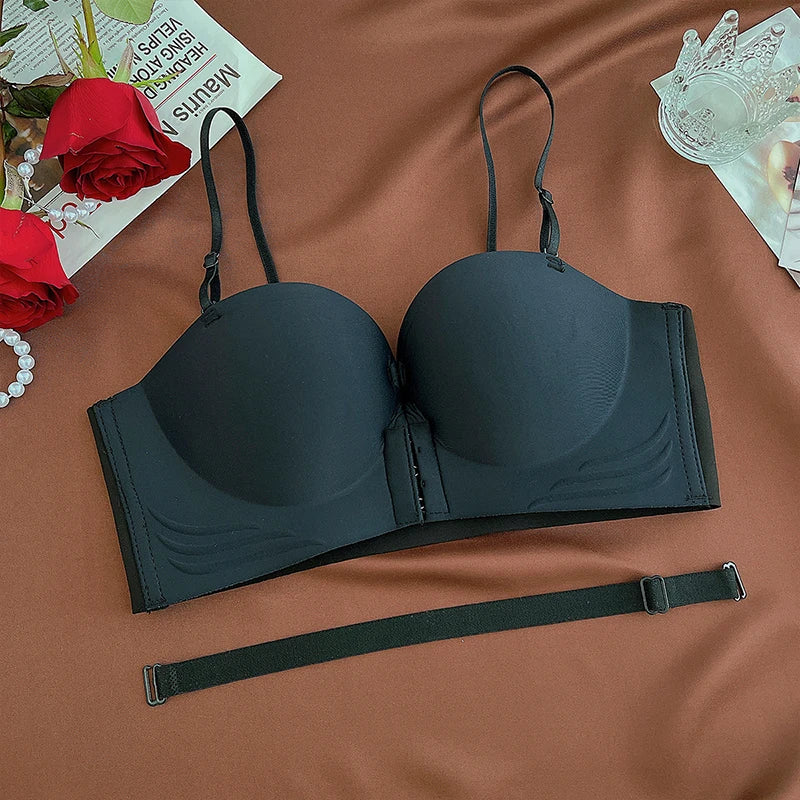 Seamless Front Closure Push-Up Bra – Wire-Free Plunge