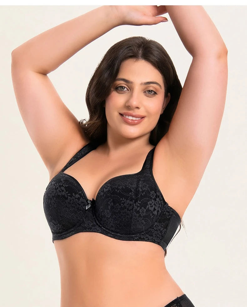 Large Size Bra for Women Full Coverage Lace Women's Push Up Balconette Bra Embroider Underwire Wide Straps Lingerie 2026