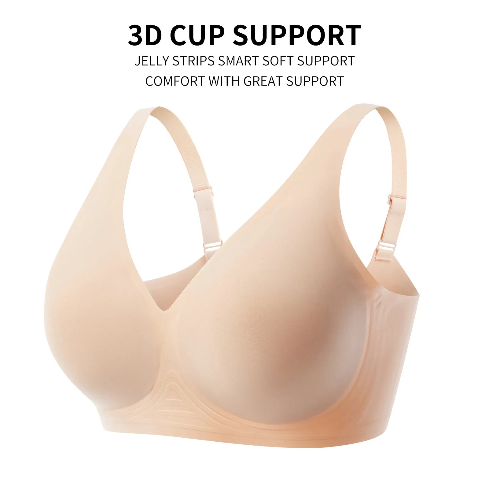 Women's Wire-free Seamless Bra Soft Support Full Cup Thin Padded Bra Breathable and Comfortable Everyday Push Up Bra