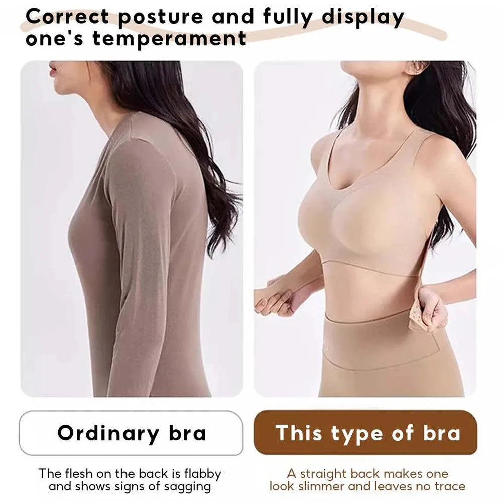 Wireless Posture Correction Bra For Women Seamless Push Up Bralette Back Support Daily Bra Full Coverage T-shirt Brassiere