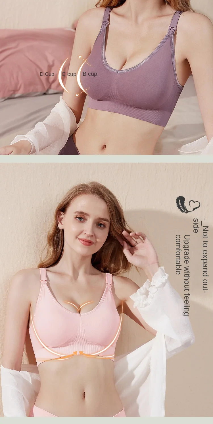 Summer Maternity Women Wire-free Nursing Bra For Premama Front Clip Adjustable Lift & Support Everyday Pregnancy Seamless Bras