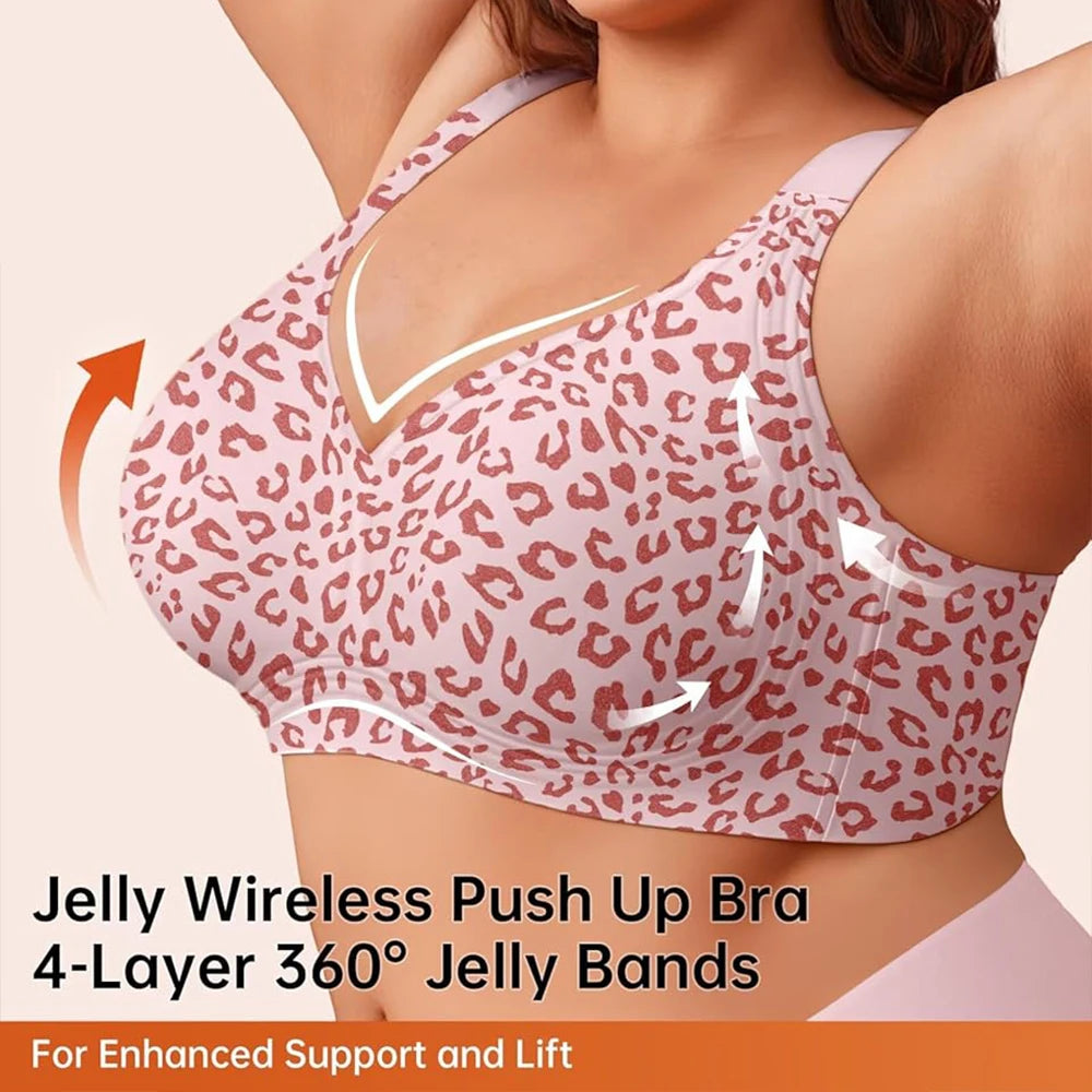 Womens Wireless Jelly Bra Plus Size Supportive Seamless Bras Full Coverage Push Up Comfortable No Underwire Tshirt Bras