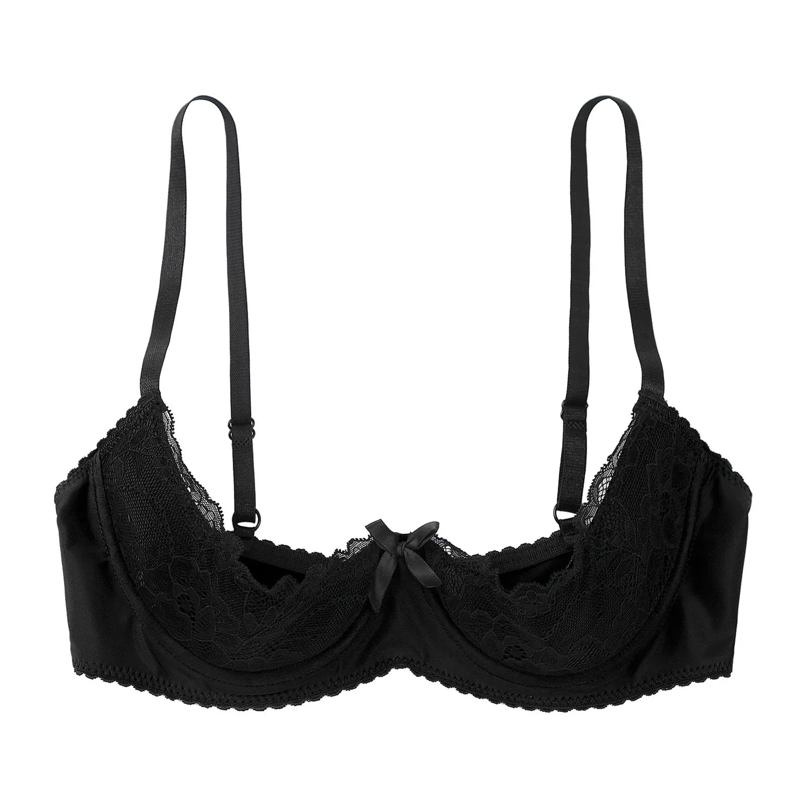 Women Sexy Open Cups Bra Tops Exposed Nipples Balconette Lingerie Contrast Lace Push Up Underwire Brassiere Underwear Nightwear