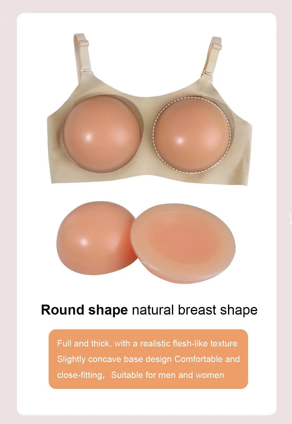 Silicone Breast Forms Bra – Round Shape Push-Up One-Piece