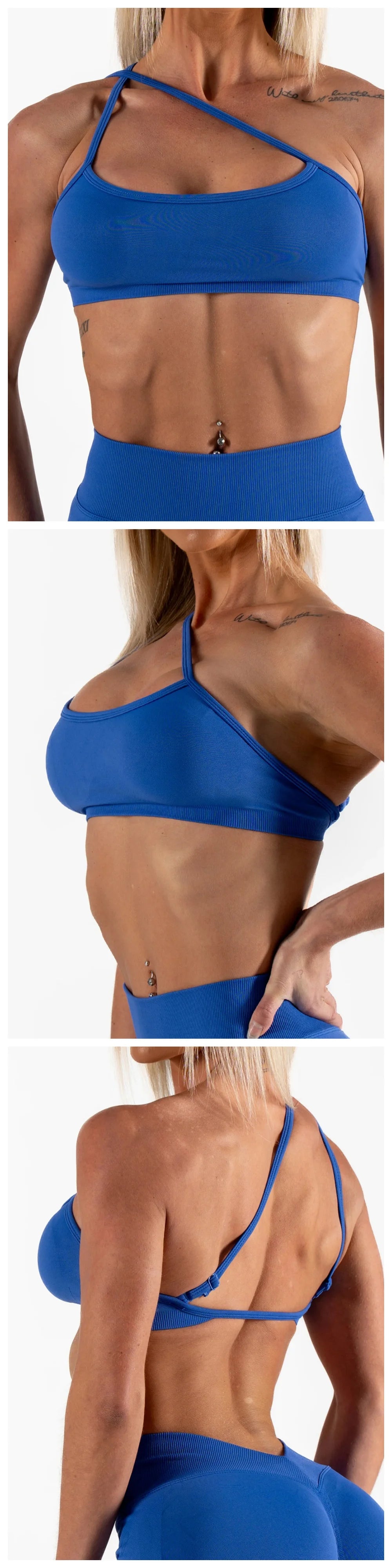 Seamless Yoga Sports Bra – 3-Way Convertible Strap Removable Pads