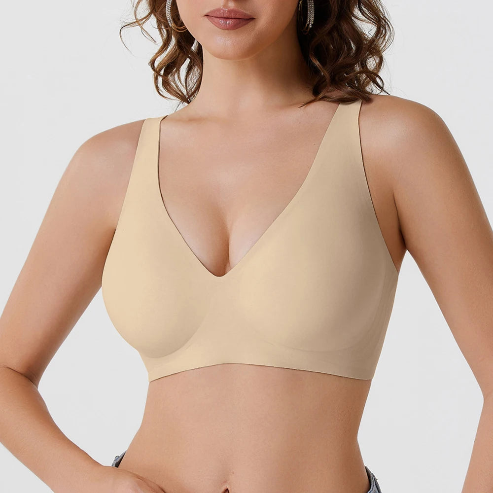 Plus Size Jelly Bra – 3D Support Wireless Push-Up Full Coverage V-Neck S–4XL