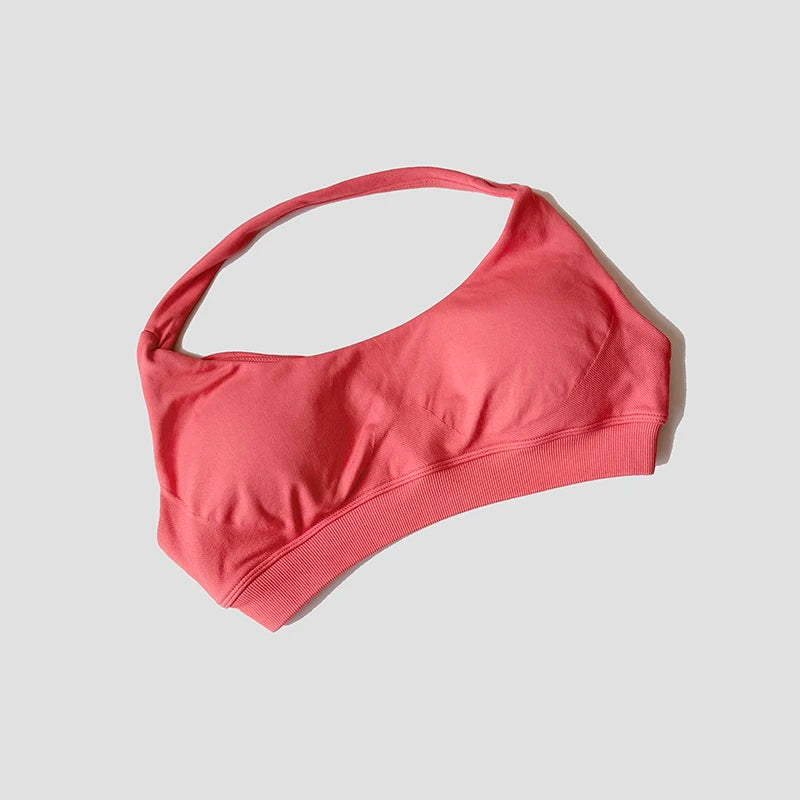 Seamless Halter Neck Strap Bra Sports Bra for Women Sexy Back Padded Yoga Top Bra Gym Crop Top