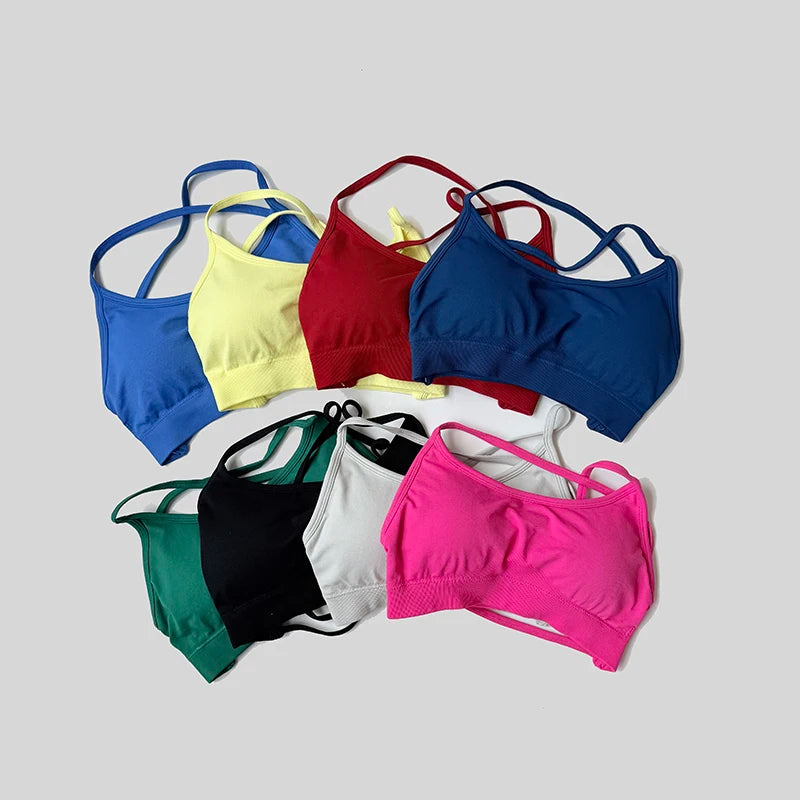 WAREBALL Backless Sports Bra Women Seamless Yoga Top Bra Padded Gym Crop Top Stretchy Breathable Fitness Sports Top
