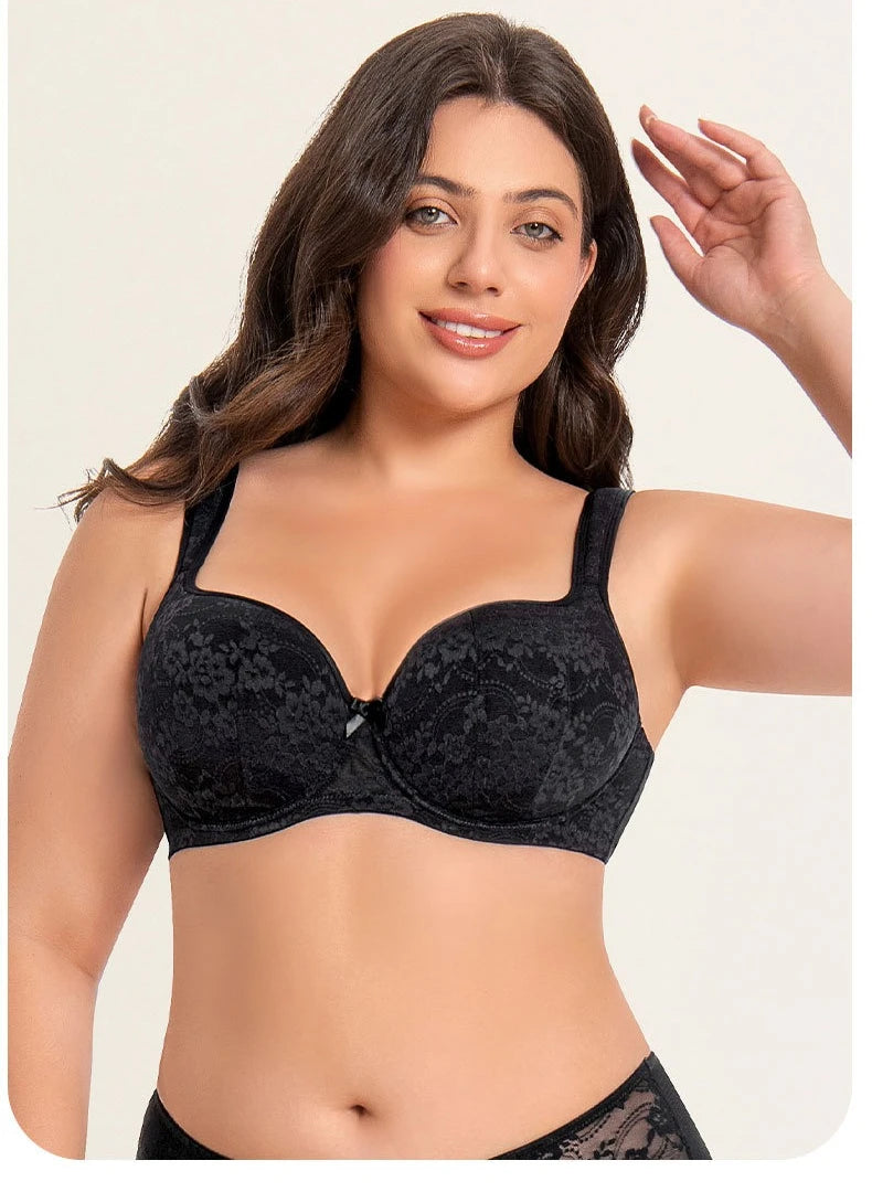 Large Size Bra for Women Full Coverage Lace Women's Push Up Balconette Bra Embroider Underwire Wide Straps Lingerie 2026