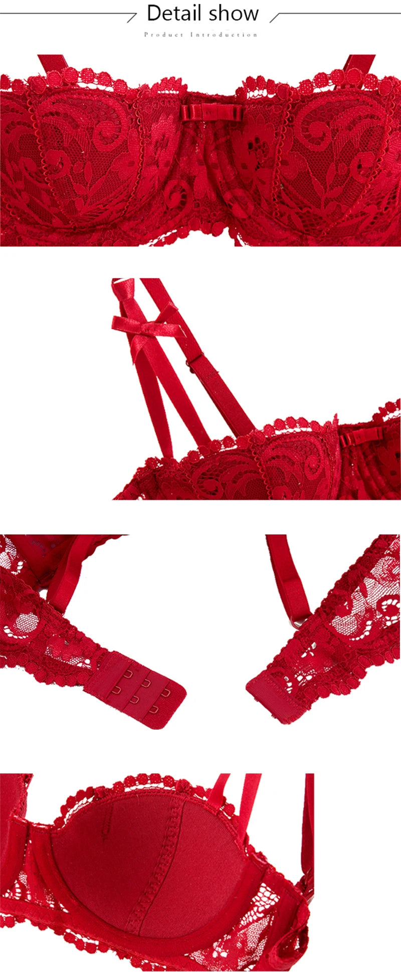 1/2 Half Cup Bras KUCLUT  Plus Size Lingerie Red Thin Underwear Cotton Sexy Push Up Balconette Bra Top Black White A B C D Cup