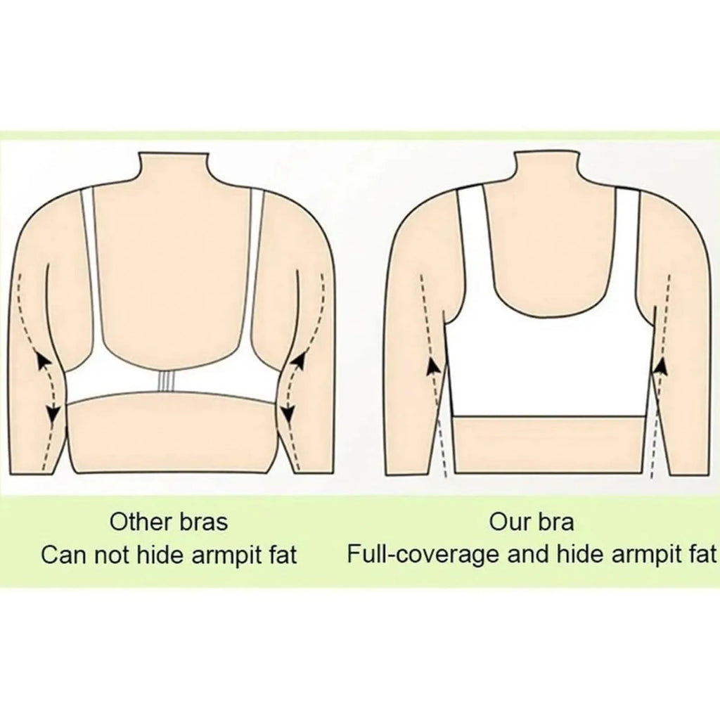 Adjustable V-Neck Wireless Push-Up Bra – Anti-Sagging Cotton Half Cup 34–44