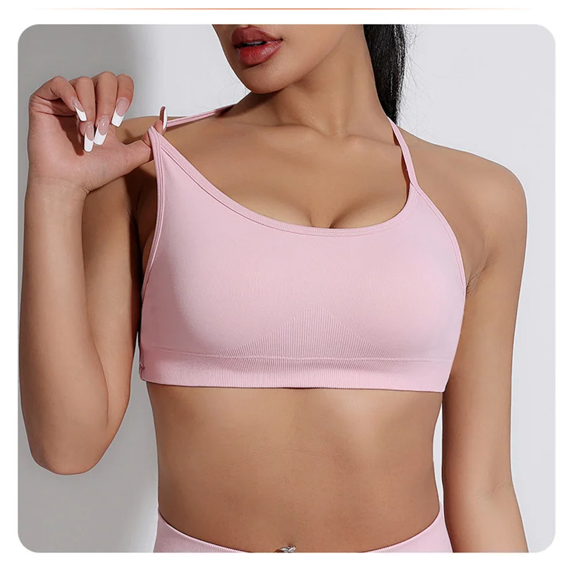 WAREBALL Backless Sports Bra Women Seamless Yoga Top Bra Padded Gym Crop Top Stretchy Breathable Fitness Sports Top