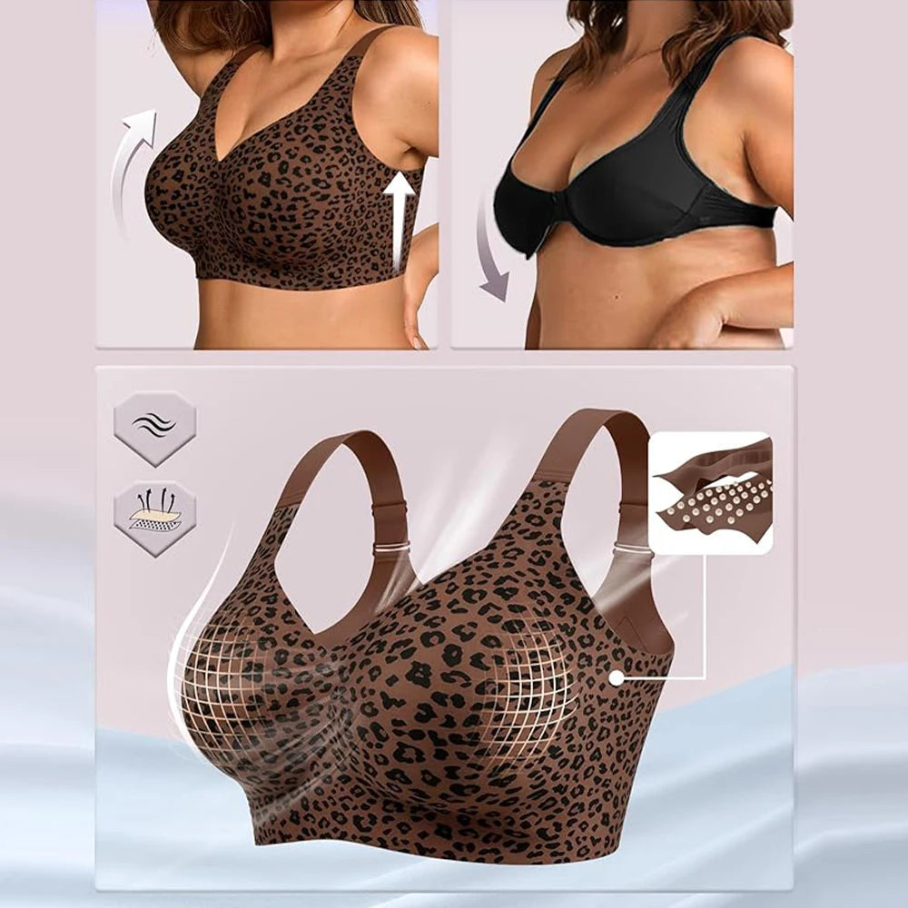 Womens Wireless Jelly Bra Plus Size Supportive Seamless Bras Full Coverage Push Up Comfortable No Underwire Tshirt Bras