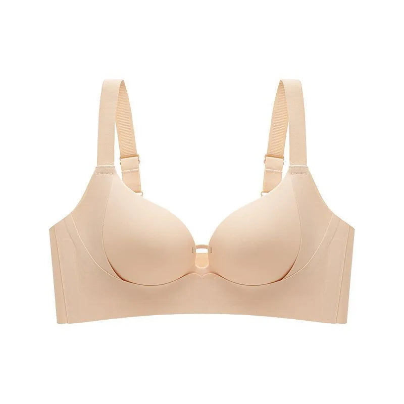 Beige bra on a white background