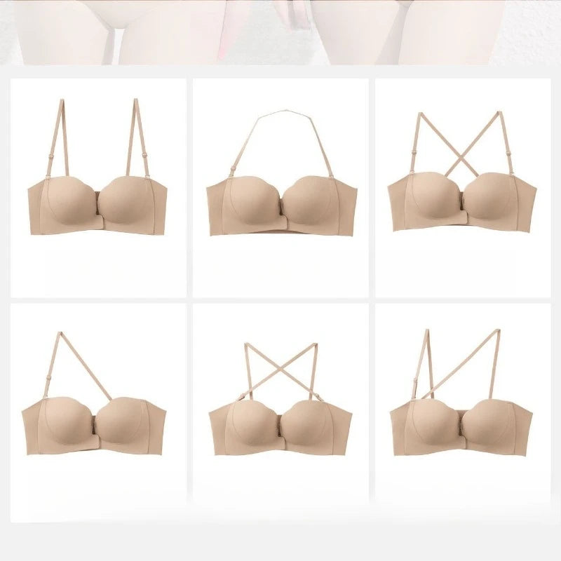 Strapless Bras for Women Seamless Push Up Brassiere Thick Soft Underwear Solid Color Adjustable Invisible Lingerie 2026