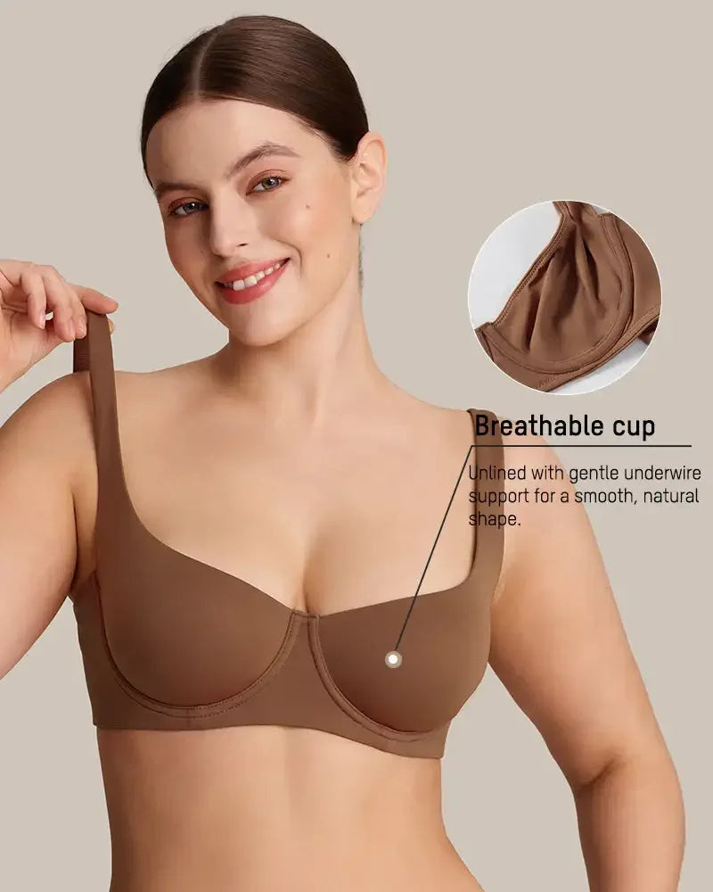 Large Size Underwire Balconette Bra – Seamless Unlined No-Trace Sport Yoga